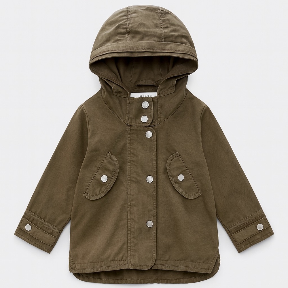 Zara Girls Green Hooded Utility Jacket – Size 3/4